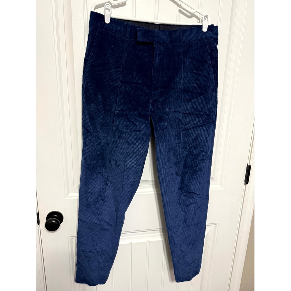 Paul Smith Corduroy Trousers Mens 34 Navy Blue Cashmere Blend Made in Italy